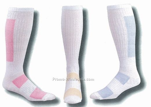 Breathable Mesh Calf Volleyball Socks W/ Colored Heel & Toe (10-13 Large)
