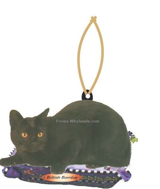 British Bombay Cat Executive Line Ornament W/ Mirrored Back (6 Square Inch)