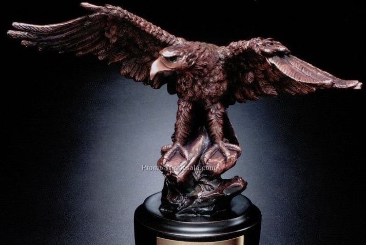 Bronze Plated Eagle On Rock Award 8-1/2"