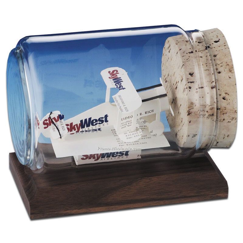 Business Card In A Bottle Sculpture - Bi-plane