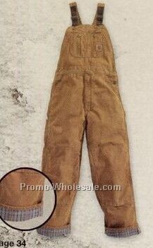 Carhartt Sandstone Bib Flannel Lined Overall (30"-36" Ins, 30"-50" Waist)