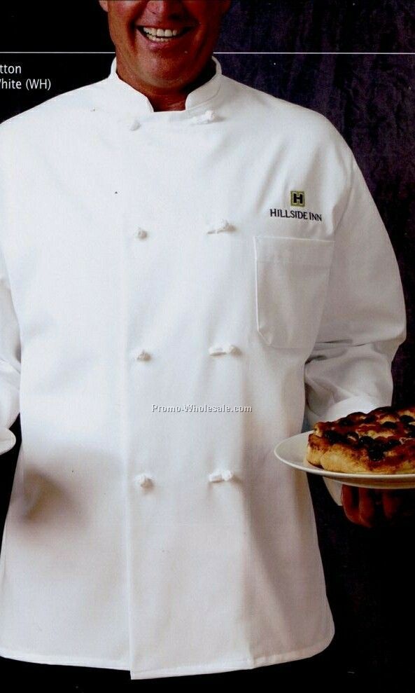 Chef Designs 8 Knot Button Chef Coat W/ Thermometer Pocket (S-xl)