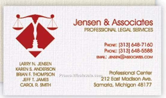 Classic Linen Natural White Business Card W/ 1 Standard Foil