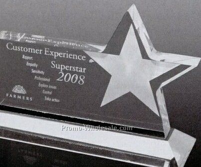 Clear Horizontal Star Award (Laser Engraved)