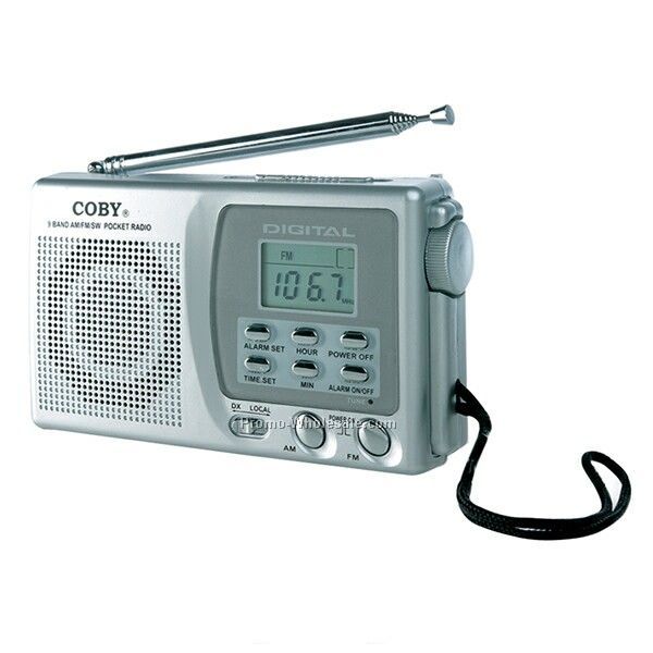 Coby 9 Band AM/FM/Sw Pocket Radio W Digital Display & Alarm Clock