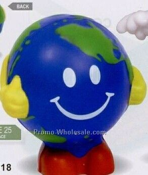 Earthball Man With Yellow Arms - Big Grin Face