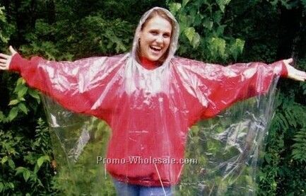 Emergency Blank Rain Poncho W/ Custom 1 Color Insert (One Size)