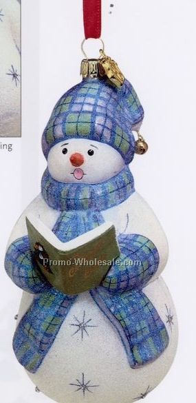 European Blown Glass Ornament Collection/ Caroling Snowman