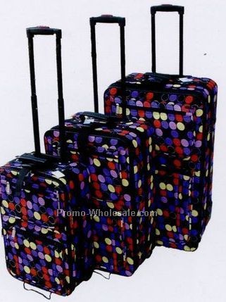 Fashion Luggage 3 Piece Set Collection A Polka Dot (Black/Red/Purple)