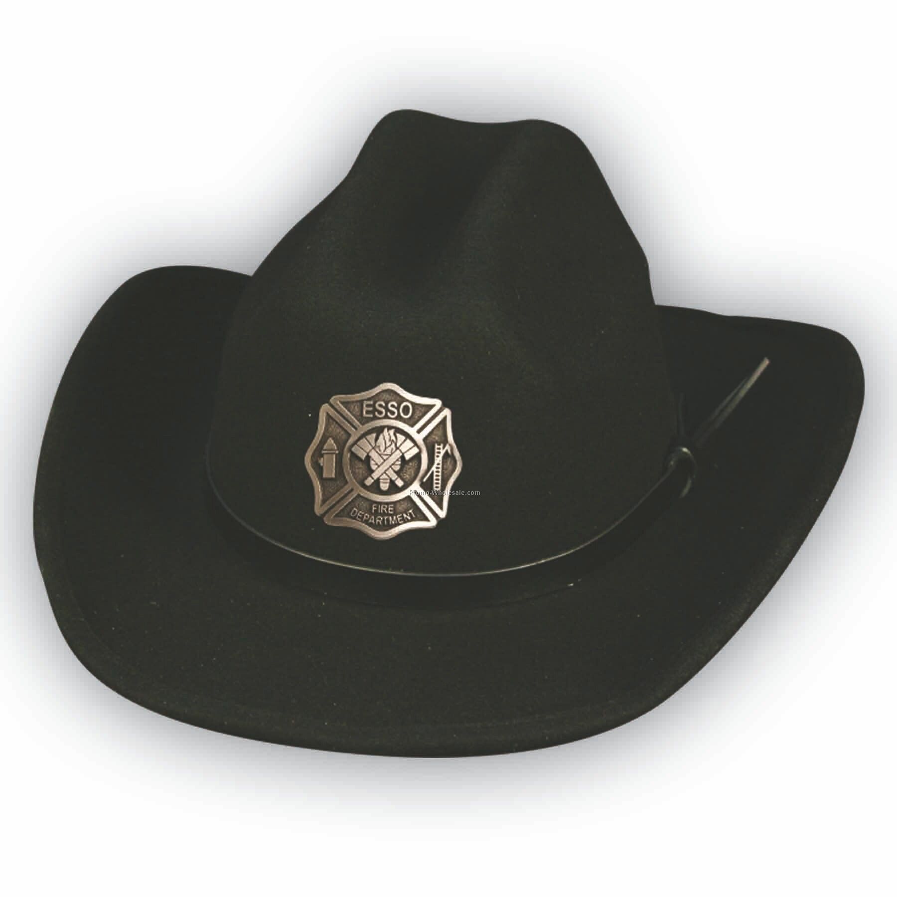 Felt Cowboy Hat W/ Imitation Leather Band (Pewter Emblem)