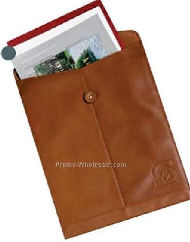 Full Grain Aniline Leather Document Envelope With Moire Lining (11"x14")
