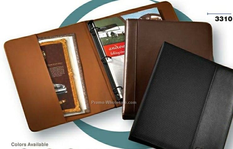 Genuine Leather Slim Line Passport/ Document Three-ring Binder