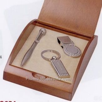 Golfer's Gift Set In Arch Wood Box