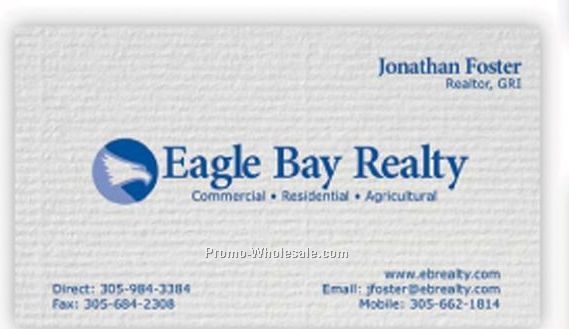 Gray Laid Business Card W/ 3 Multi Color Ink