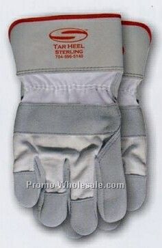 Gray Leather Palm Safety Cuff Work Glove