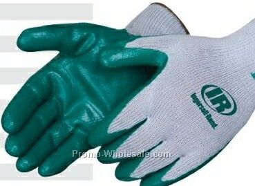 Green Nitrile Palm Coated Gray Knit Gloves