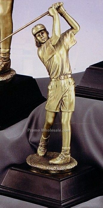 Imperial Series Elegant Resin Gold Sculpture - 12-1/2" Female Swing