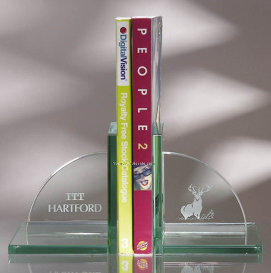 Jade Glass Book Ends