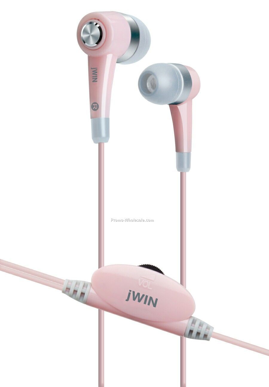 Jwin Stereo In-ear Earphones W/Volume Control - Pink