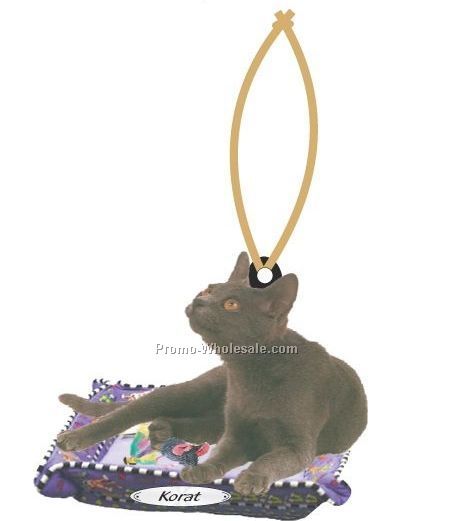 Korat Cat Executive Line Ornament W/ Mirrored Back (6 Square Inch)