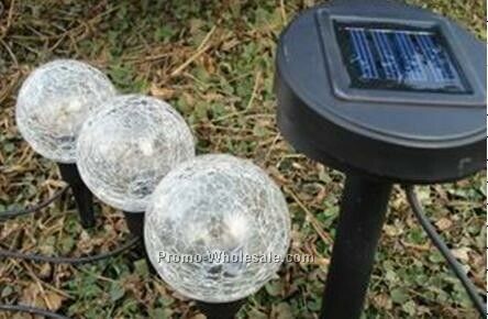 LED Solar Crackle Globe Light