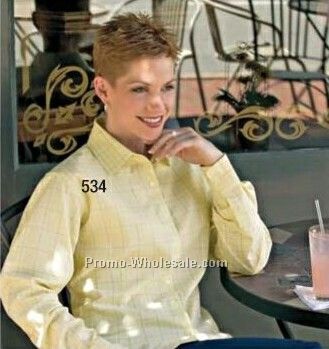 Ladies Regent Cotton Windowpane Dress Shirt (4xl)