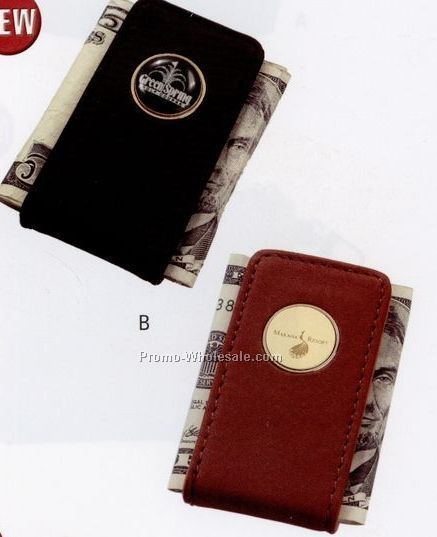 Leather Money Clip - Domed Emblem