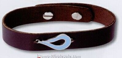 Leather Strap Bracelet W/ Die Struck Enamel Charm