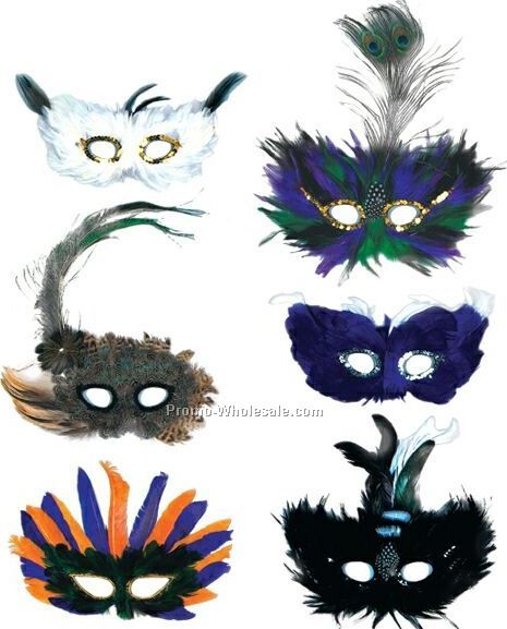 Majestic Fanci Feather Mask Assortment W/ Elastic