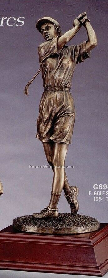 Majestic Series Elegant Resin Gold Sculpture - 15-1/2" Female Swing