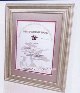 Mdf Certificate Frame W/ Champagne Silver Wrap & Double Matboard