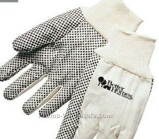 Men's 10 Oz. Canvas Work Gloves With Black Pvc Dots