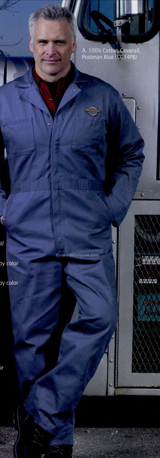 Men's 100% Cotton Coverall With Button Front Closure