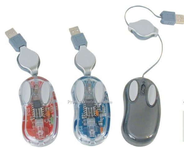 Mini Retractable Optical Mouse - Translucent