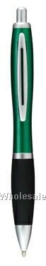 Mistral Push-action Ballpoint Metal Pen W/ Matte Silver Trim & Comfort Grip