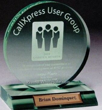 Multi Faceted Jade Green Acrylic Circle Award (Screen Printed)