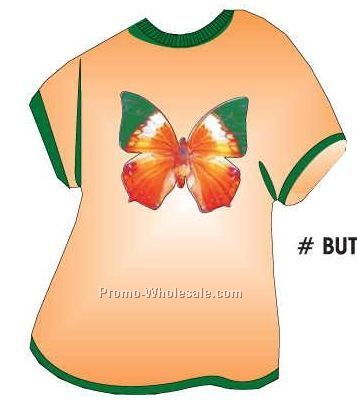 Orange & Green Butterfly Acrylic T Shirt Coaster W/ Felt Back