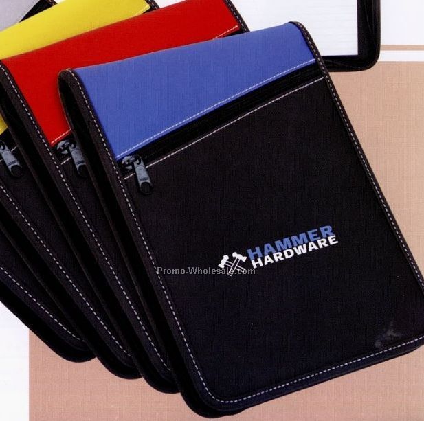 Padfolio With Zipper Pocket, Inside Pockets, Calculator And Pen Loop