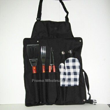 Polyester Bbq Apron Set (Black)