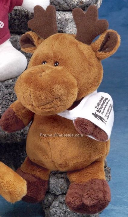Pudgy Plush Stuffed Dark Brown Moose (9")
