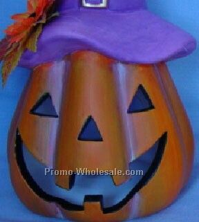 Pumpkin Candlestick W/Hat