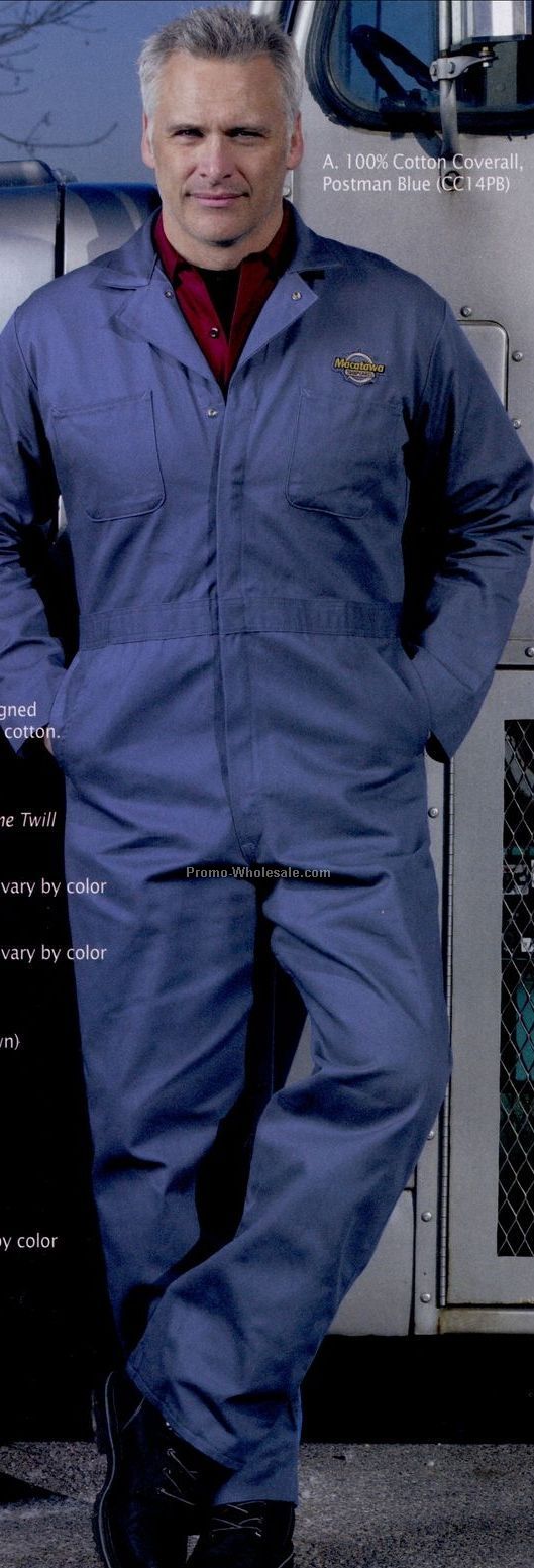 Red Kap 100% Cotton Coverall (Regular 36-58/Long 40-54) - Navy Blue