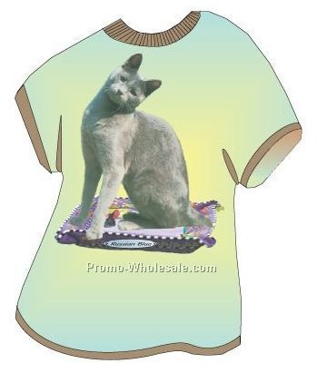 Russian Blue Cat Acrylic T Shirt Coaster W/ Felt Back