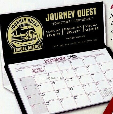 S-62 - 6-1/2"x7-1/4" White/Black Gold Stand-o-matic Calendar - After June 1