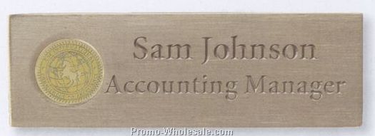 Satin Brass Name Badge With Magnetic Attachment