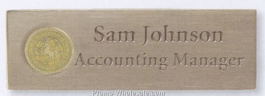 Satin Brass Name Badge With Magnetic Attachment