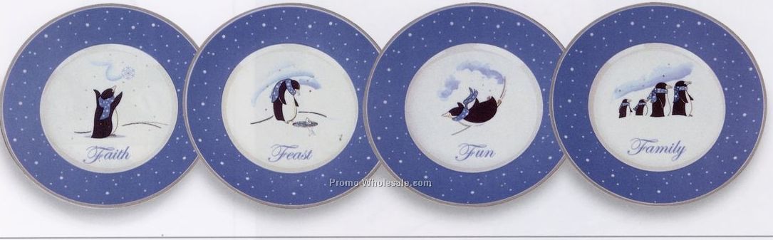 Set Of 4 Penguin Plates