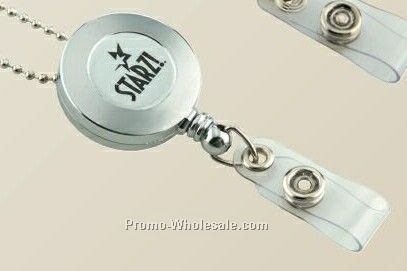 Silver Round Retractable Badge Reels With Matching Chain