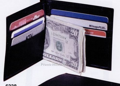 Soft Leather Turned Edge Money Clip W/ 8 Inside Card Pockets (Full Grain)