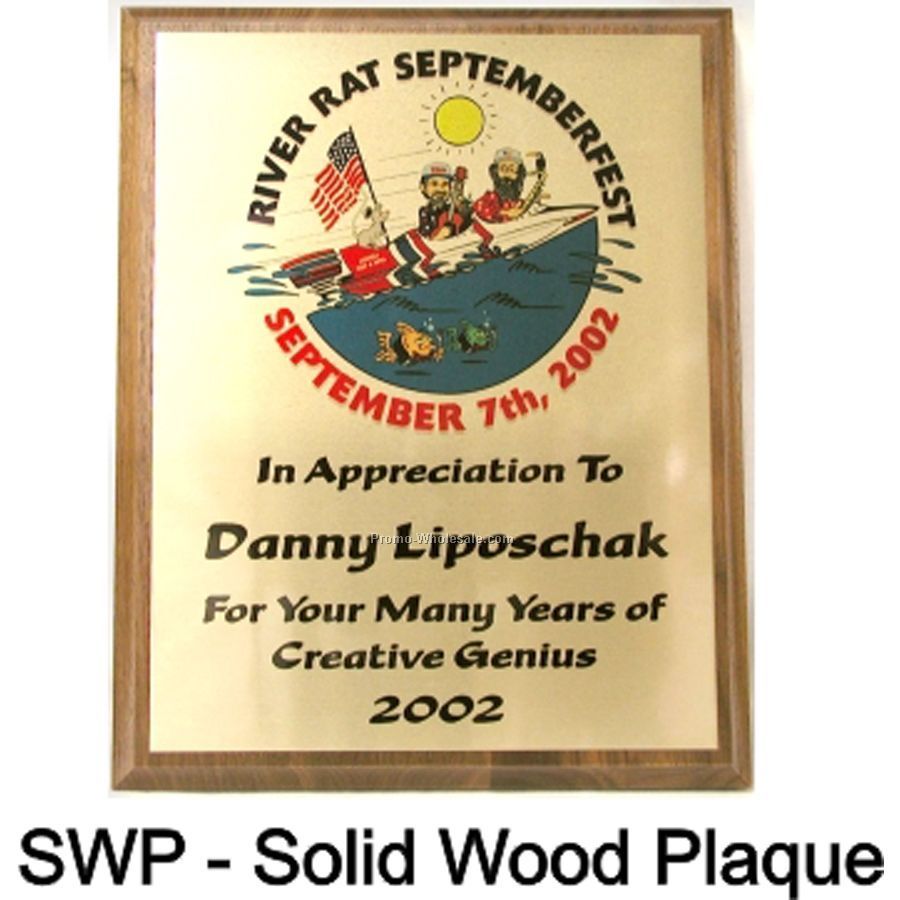 Solid Walnut Plaque With Metal Plate